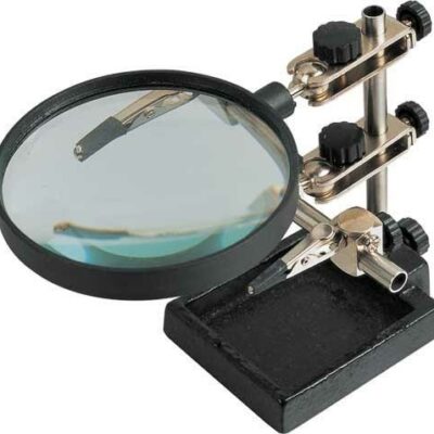 Helping hand with magnifying glass