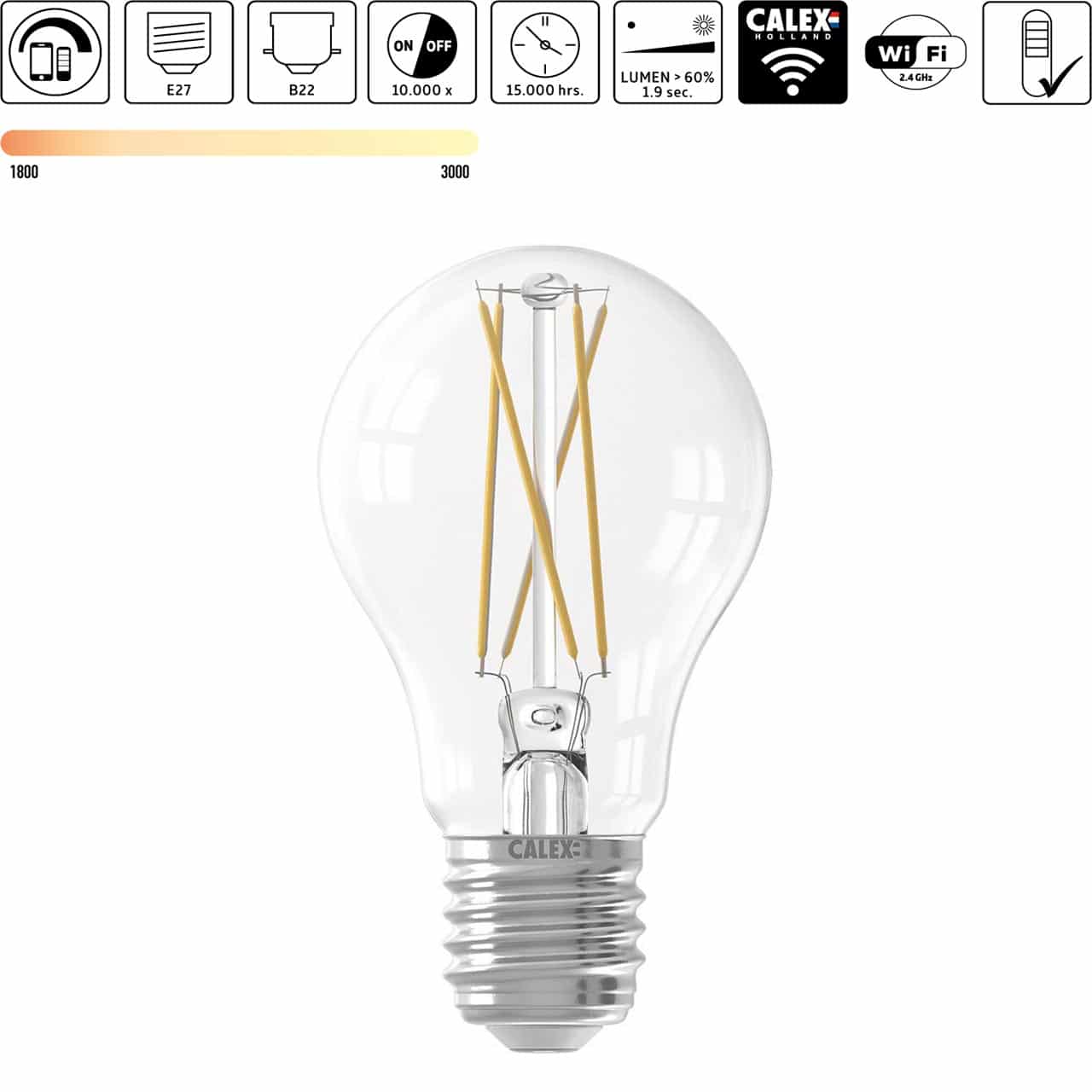 Lampe LED intelligente Calex, 7W Grand luminaire E27