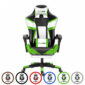 Ergonomic gaming chair in green and white.