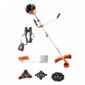Brushcutter with accessories and harness.