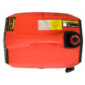Red portable power generator side view.