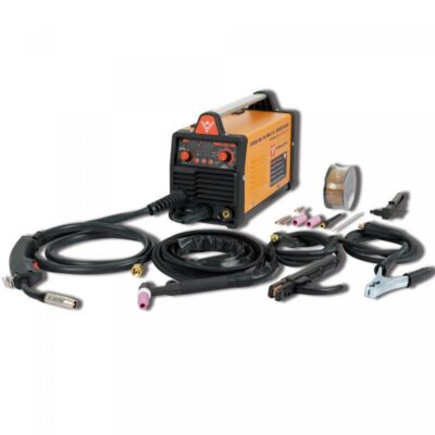 Welding set with accessories and cables.