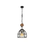 Industrial wooden pendant lamp