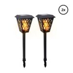 LED Solar lamp on Solar Energy - Garden Lamp/Solar Garden Torch - Black - 2 pieces