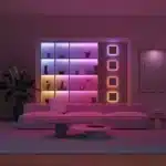 Moderne woonkamer met kleurrijke LED-verlichting